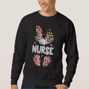 Ostermütter Tag Nurse Leopard Bunny Rabbit Flor Sweatshirt