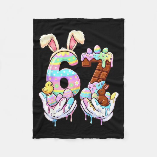 Ostern 67 Six Seven Lustiges Gen Alpha Meme Drip J Fleecedecke (Vorderseite)