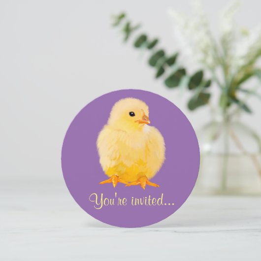 Ostern-Abendessen mit Küken Einladung (Stehend Vorderseite)