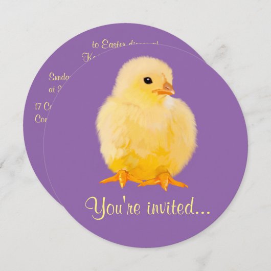 Ostern-Abendessen mit Küken Einladung (Vorne/Hinten)