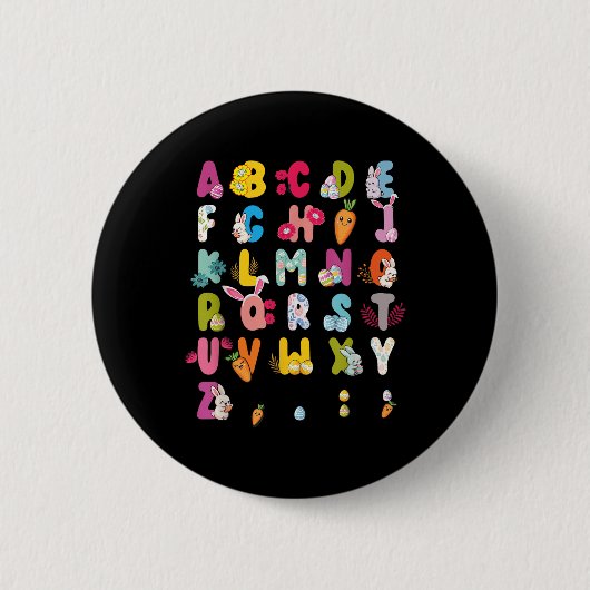 Ostern Alphabet Ostereier Ostern Sonntag 2025 Kind Button (Vorderseite)