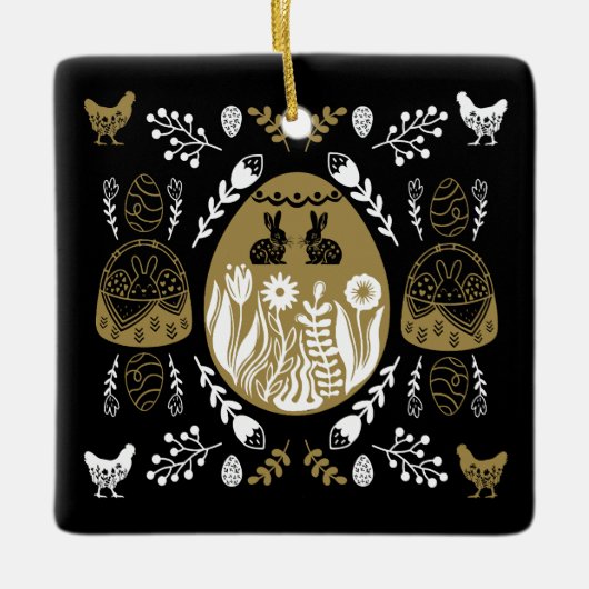 Ostern April Weihnachtsgeschenk Keramikornament (Vorderseite)