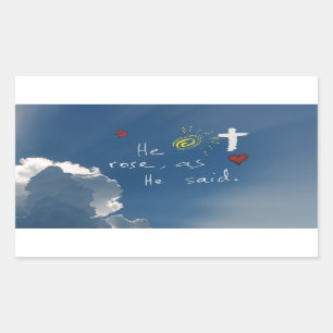 Ostern-Auferstehung ist er gestiegene Jesus-Rose Rechteckiger Aufkleber