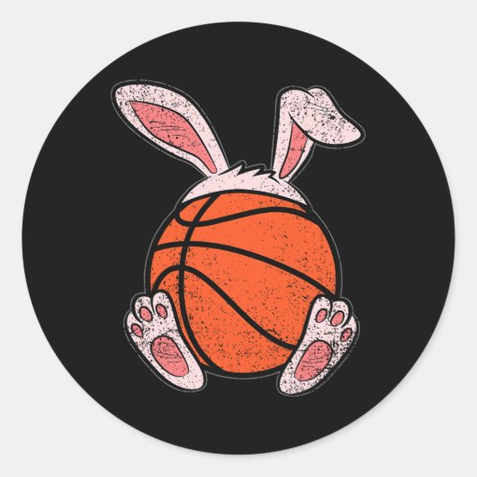 Ostern Basketball Lover Bunny Ears Ball Niedlich R Runder Aufkleber (Vorderseite)