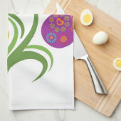 Ostern-Baum mit farbigen Eiern und Blumen Geschirrtuch (Viertel Falte)