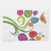 Ostern-Baum mit farbigen Eiern und Blumen Geschirrtuch (Horizontal)