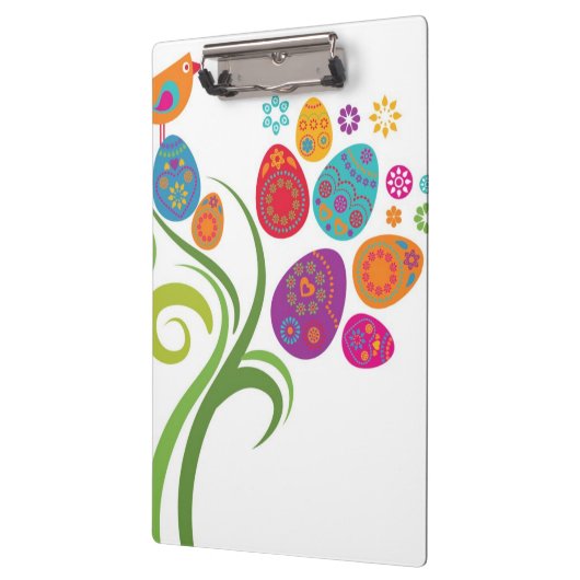 Ostern-Baum mit farbigen Eiern und Blumen Klemmbrett (Links)