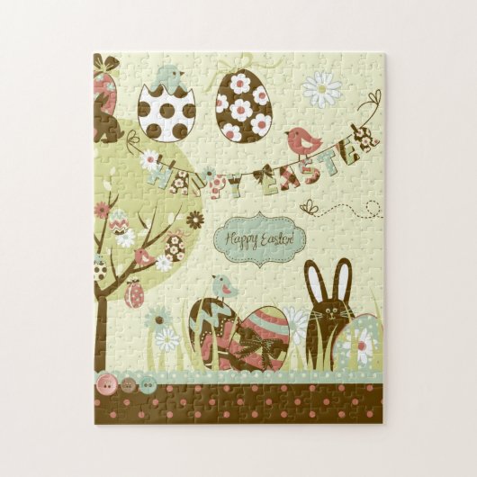 Ostern-Baum und eine Wäscheleine mit Buchstaben Puzzle (Vertikal)