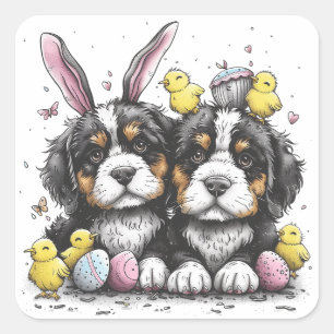 Ostern Berner Sennenhunde Quadratischer Aufkleber
