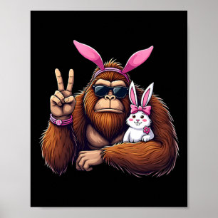 Ostern Bigfoot Bunny Funny Ostertag Sasquatch Bed Poster