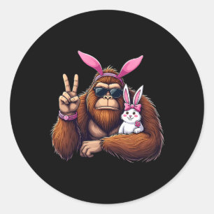 Ostern Bigfoot Bunny Funny Ostertag Sasquatch Bed  Runder Aufkleber