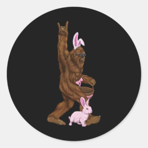 Ostern Bigfoot Bunny in einem Bysket ist Spaß für Runder Aufkleber