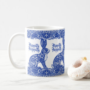 Ostern Blau Willow Rabbit Bunny Chinoiserie Hübsc Kaffeetasse