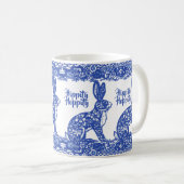 Ostern Blau Willow Rabbit Bunny Chinoiserie Hübsch Kaffeetasse (VorderseiteRechts)