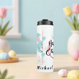 Ostern Blaues Kaninchen Personalisierter Thermobec Thermosbecher