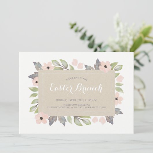 Ostern blüht Brunch-Einladung Einladung (Stehend Vorderseite)