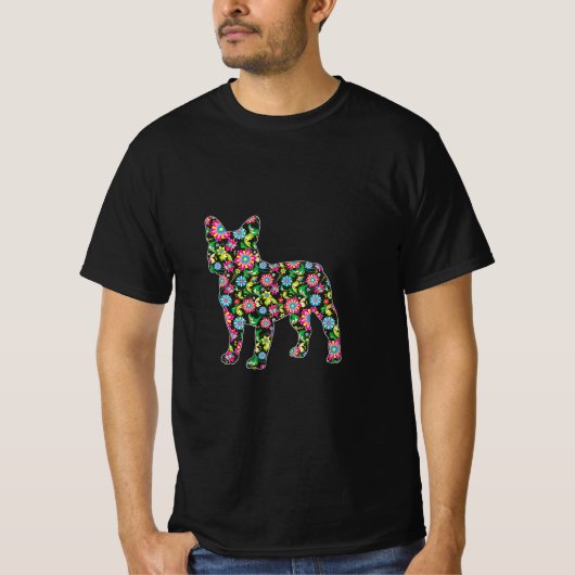 Ostern Boston Terrier Dog Frühjahrsblumen T-Shirt (Vorderseite)