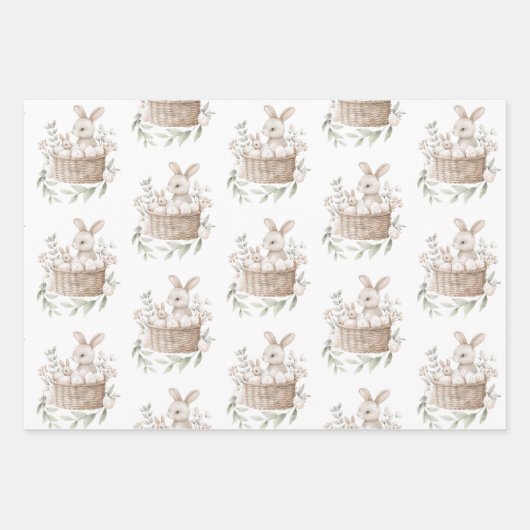 Ostern Brunch & Egg Hunt Bunny Basket mit Eiern Geschenkpapier Set (Vorderseite 2)