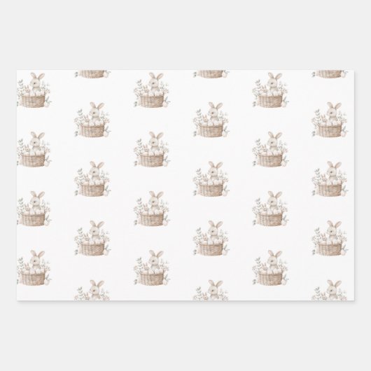 Ostern Brunch & Egg Hunt Bunny Basket mit Eiern Geschenkpapier Set (Vorderseite)