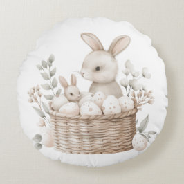 Ostern Brunch & Egg Hunt Bunny Basket mit Eiern Rundes Kissen