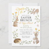 Ostern Brunch & Egg Hunt Bunny Spring Florals Einladung (Vorderseite)