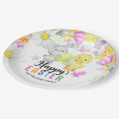 Ostern Brunch & Eierjagd Niedlich Bunny and Chick Pappteller (Schrägansicht)