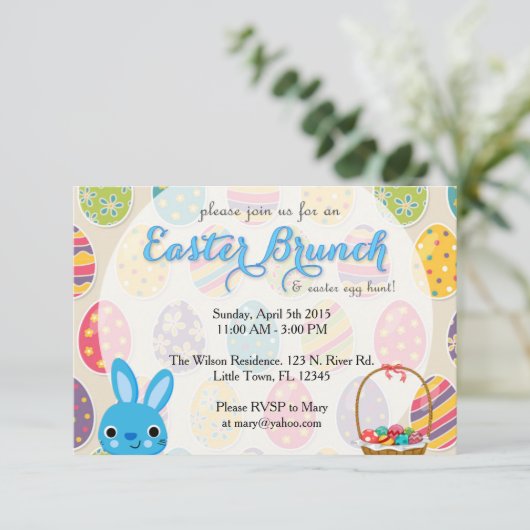 Ostern-Brunch Einladung (Stehend Vorderseite)