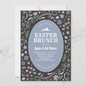 Ostern-Brunch in violettem Blumen Einladung (Vorderseite)