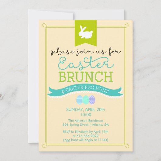 Ostern-Brunch u. Osterei-Jagd-Einladung Einladung (Vorderseite)