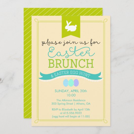 Ostern-Brunch u. Osterei-Jagd-Einladung Einladung (Vorne/Hinten)