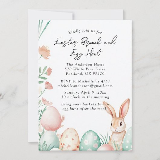 Ostern Brunch und Eierjagd Einladung (Vorderseite)