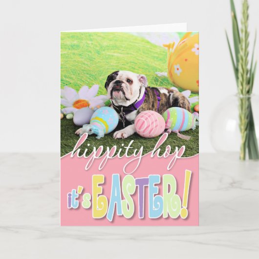 Ostern - Bulldog - Delilah Feiertagskarte (Vorderseite)