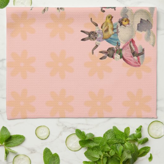 Ostern Bunny Chicken Bunny Egg Küchentuch (Gefaltet)