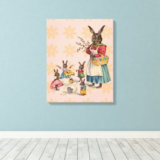 Ostern Bunny Chicken Bunny Egg Leinwanddruck (Insitu (Holzboden))