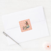 Ostern Bunny Chicken Bunny Egg Quadratischer Aufkleber (Umschlag)