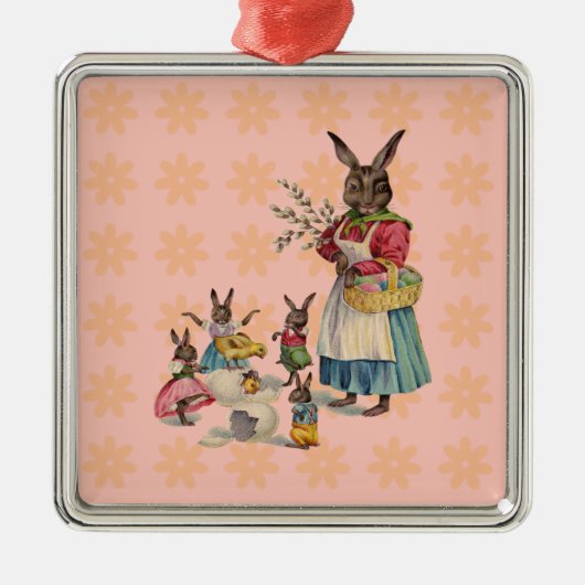 Ostern Bunny Chicken Bunny Egg Silbernes Ornament (Vorne)