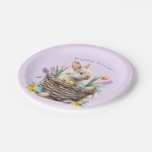 Ostern Bunny Egg Korb Frühlingstraining Pappteller (Schrägansicht)
