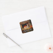 Ostern Bunny farbenfrohe Ostereier Happy Oster Quadratischer Aufkleber (Umschlag)