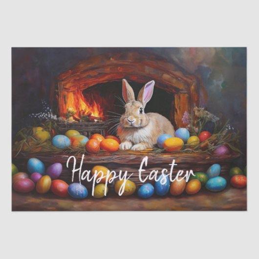 Ostern Bunny farbenfrohe Ostereier Happy Oster Seidenpapier (Vorderseite)