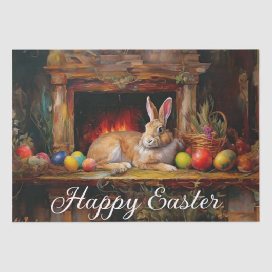 Ostern Bunny farbenfrohe Ostereier Happy Oster Seidenpapier (Vorderseite)