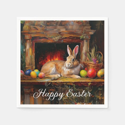Ostern Bunny farbenfrohe Ostereier Happy Oster Serviette (Vorderseite)