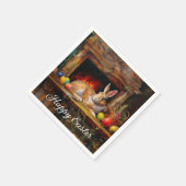 Ostern Bunny farbenfrohe Ostereier Happy Oster Serviette (Ecke)