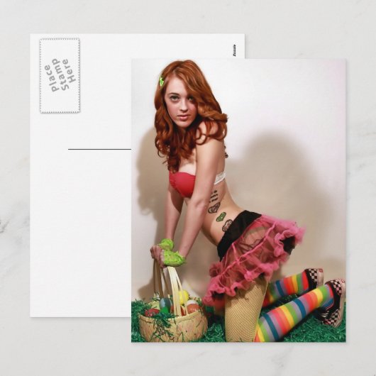 Ostern-Button oben Feiertagspostkarte (Vorne/Hinten)