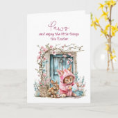 Ostern Charmante Wasserfarben Küche und Bunny Karte (Gelbe Blume)