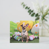 Ostern - Chipin Rockwell - Chihuahua Rambo Feiertagspostkarte (Stehend Vorderseite)