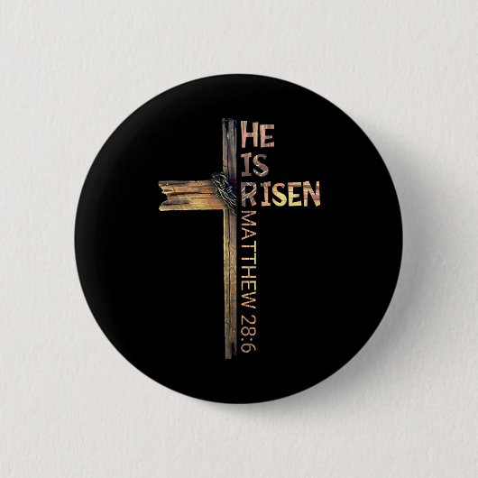 Ostern Christlich ist er riss Sun Auferstehung Män Button (Vorderseite)