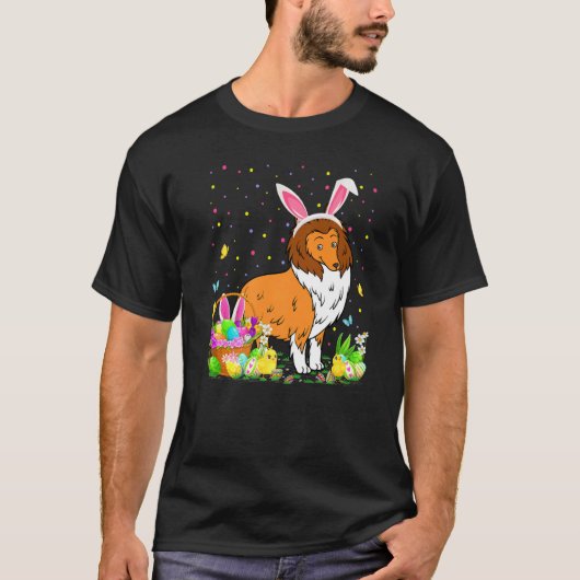 Ostern Collie Dog Bunny Egg Jagen Collie Ostern T-Shirt (Vorderseite)