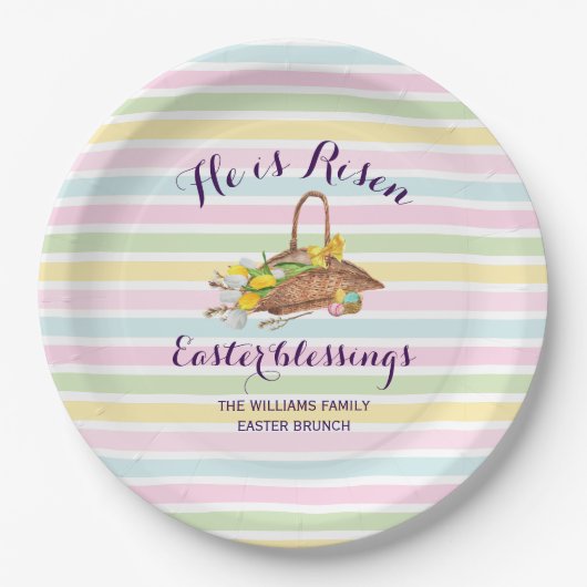 Ostern Custom Stripes Moderner Blumengarten Ostern Pappteller (Vorderseite)