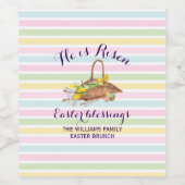 Ostern Custom Stripes Moderner Blumengarten Ostern Weinetikett (Einzelnes Label)