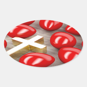 Ostern-Dekoration mit Eiern und Kreuz Ovaler Aufkleber